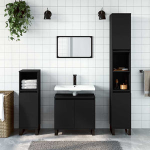 Bathroom Cabinet Black Engineered wood, iron Medium-sized cabinet