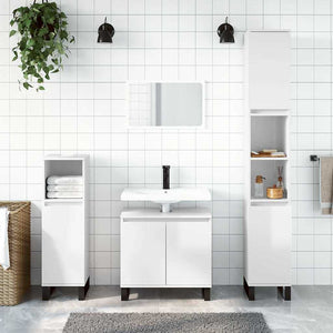 Bathroom Cabinet High gloss white Engineered wood, iron Standard