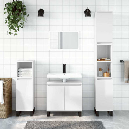 Bathroom Cabinet High gloss white Engineered wood, iron Standard