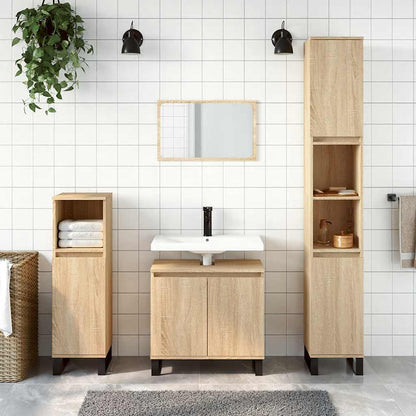 Bathroom Cabinet Sonoma Oak Engineered Wood, Iron Medium