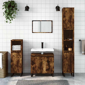 Bathroom Cabinet Smoked Oak Engineered wood, iron Medium