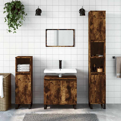 Bathroom Cabinet Smoked Oak Engineered wood, iron Medium