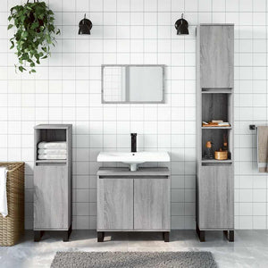 Bathroom Cabinet Gray Sonoma Engineered Wood, Iron Medium Storage