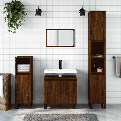 Bathroom Cabinet Brown Oak Engineered wood Bathroom Cabinet