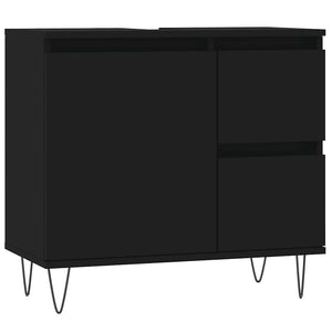 Bathroom Cabinet Black Engineered wood, iron Medium