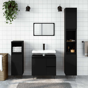 Bathroom Cabinet Black Engineered wood, iron Medium