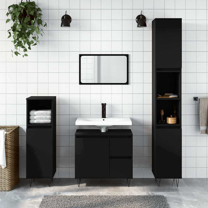 Bathroom Cabinet Black Engineered wood, iron Medium