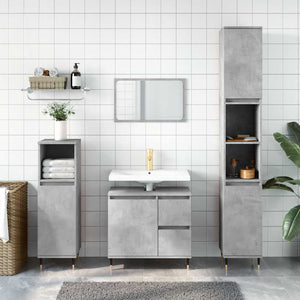 Bathroom Cabinet Concrete grey Engineered wood, iron Medium