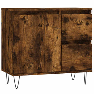 Bathroom Cabinet Smoked Oak Engineered Wood Medium