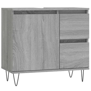 Bathroom Cabinet Gray Sonoma Engineered Wood, Iron Medium