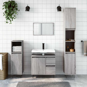 Bathroom Cabinet Gray Sonoma Engineered Wood, Iron Medium