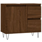 Bathroom Cabinet Brown Oak Engineered Wood, Iron Medium