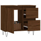 Bathroom Cabinet Brown Oak Engineered Wood, Iron Medium
