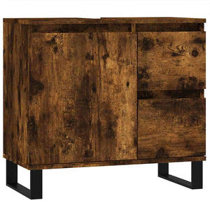 Bathroom Cabinet Smoked Oak Engineered wood, Iron Medium