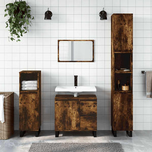 Bathroom Cabinet Smoked Oak Engineered wood, Iron Medium