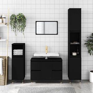 Bathroom Cabinet Black Engineered wood Medium Bathroom Cabinet