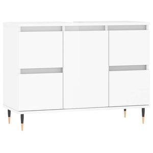 Bathroom Cabinet High gloss white Engineered wood and metal