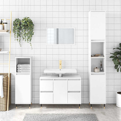 Bathroom Cabinet High gloss white Engineered wood and metal
