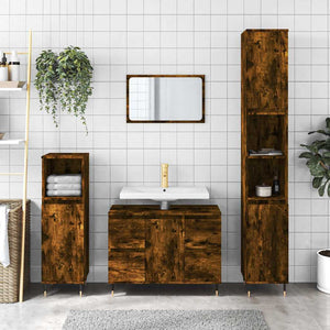 Bathroom Cabinet Smoked Oak Engineered Wood 31.5 x 13.0 x 23.6 in