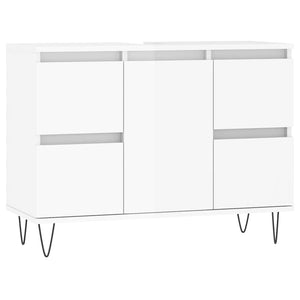 Bathroom Cabinet High gloss white Engineered wood, iron