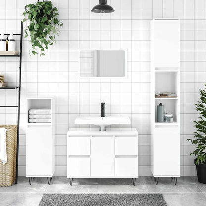 Bathroom Cabinet High gloss white Engineered wood, iron