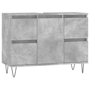 Bathroom Cabinet Concrete Gray Engineered Wood, Iron Medium