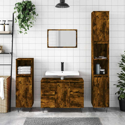 Bathroom Cabinet Smoked Oak 31.5x13.0x23.6" Engineered Wood