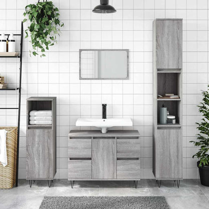 Bathroom Cabinet Grey Sonoma Engineered wood, iron Medium