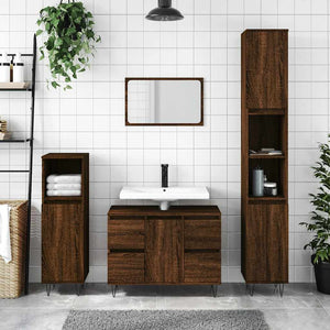 Bathroom Cabinet Brown oak Engineered wood Medium