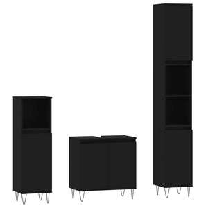 Bathroom Furniture Set Black Engineered wood and metal Medium