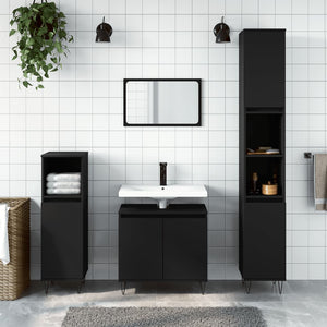 Bathroom Furniture Set Black Engineered wood and metal Medium
