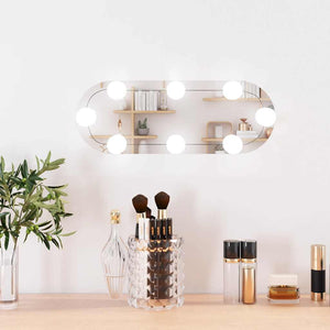 Wall Mirror With LED Light Transparent Glass and Plastic