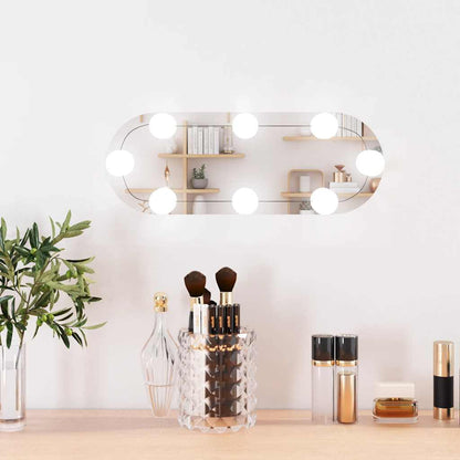 Wall Mirror With LED Light Transparent Glass and Plastic