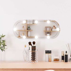 Wall Mirror With Led Light Transparent Glass, Plastic 7.9x19.7 in