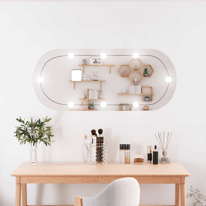 Wall Mirror With LED Light Transparent Glass, Plastic Medium