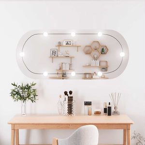 Wall Mirror With Led Light Transparent Glass, Plastic