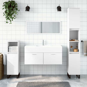 Bathroom Cabinet With Mirror White Engineered wood Medium
