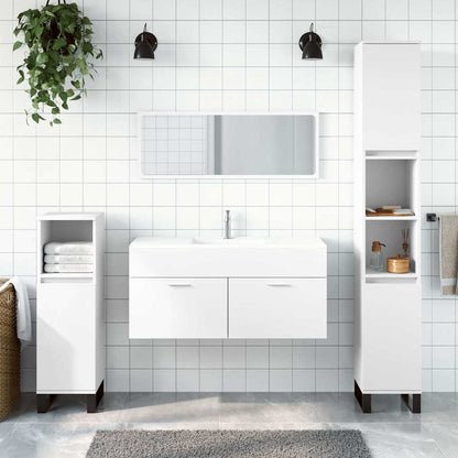 Bathroom Cabinet With Mirror White Engineered wood Medium