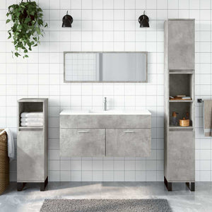 Bathroom Cabinet With Mirror Concrete Gray Engineered Wood, Acrylic