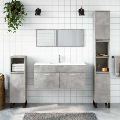 Bathroom Cabinet With Mirror Concrete Gray Engineered Wood, Acrylic