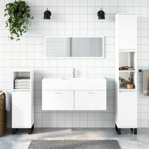 Bathroom Cabinet With Mirror High gloss white Engineered wood