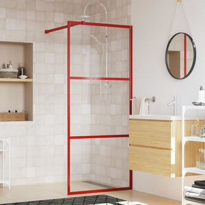 Walk-in Shower Wall with Clear ESG Glass Red 31.5"x76.8"