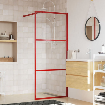 Walk-in Shower Wall with Clear ESG Glass Red 31.5"x76.8"