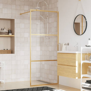 Walk-in Shower Wall with Clear ESG Glass Gold 31.5"x76.8"