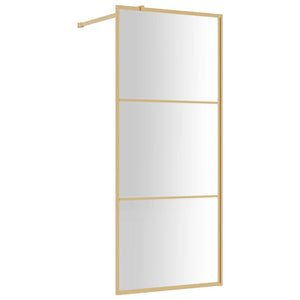 Walk-in Shower Wall with Clear ESG Glass Gold 35.4"x76.8"