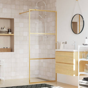 Walk-in Shower Wall with Clear ESG Glass Gold 35.4"x76.8"