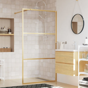 Walk-in Shower Wall with Clear ESG Glass Gold 39.4"x76.8"