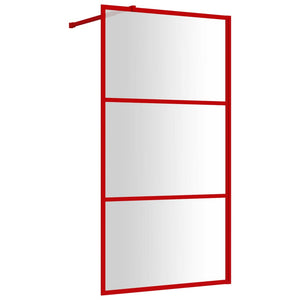 Walk-in Shower Wall with Clear ESG Glass Red 45.3"x76.8"