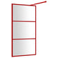 Walk-in Shower Wall with Clear ESG Glass Red 45.3"x76.8"
