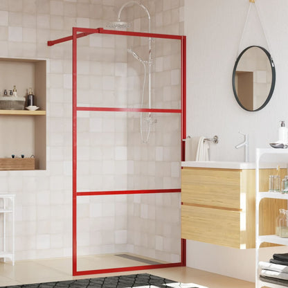 Walk-in Shower Wall with Clear ESG Glass Red 45.3"x76.8"